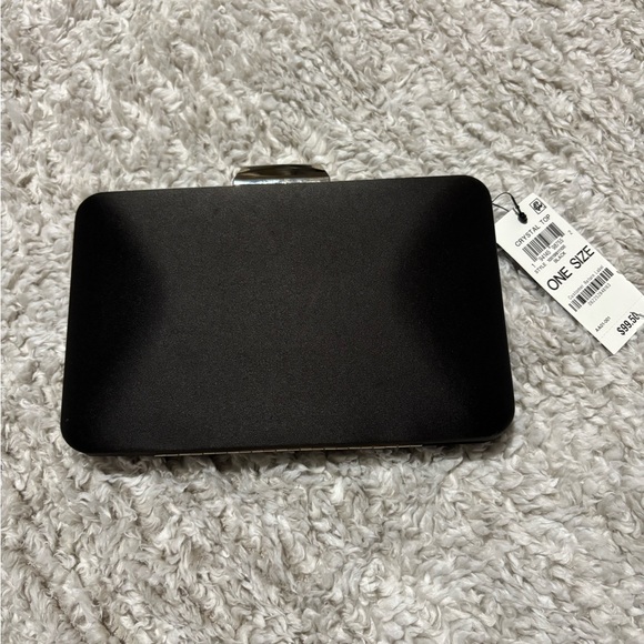 INC International Concepts Black Clutch with Silver Chain - Picture 6 of 7